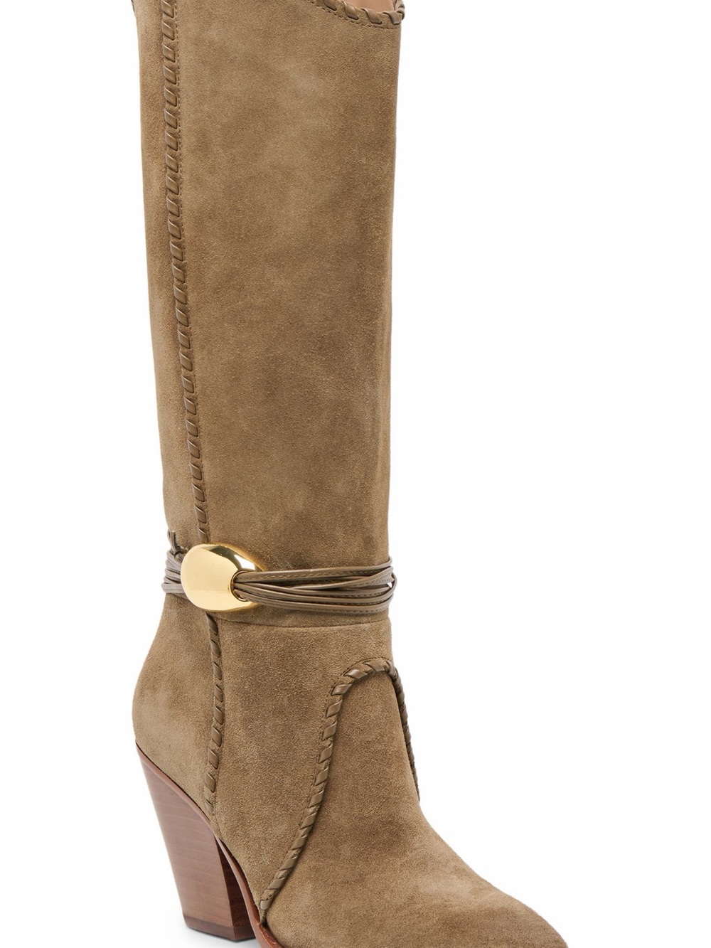Dolce Vita Taupe Suede Mid-Calf Boot with Gold Accent